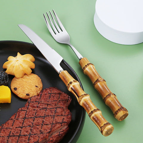 Takumi Bamboo Handle Cutlery Set - High Quality & Non Toxic Stainless Steel