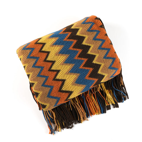 Chevron Knit Throw Blanket with Tassels