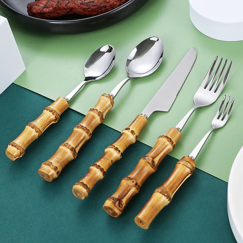 Takumi Bamboo Handle Cutlery Set - High Quality & Non Toxic Stainless Steel