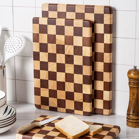 Wooden Cutting Board - Chess Pattern