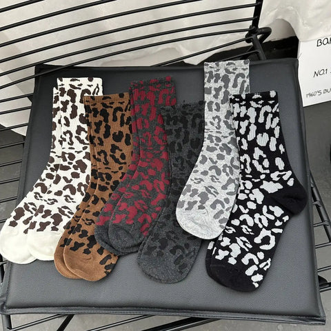Women's Leopard Print Crew Socks