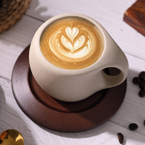 Ceramic Coffee Mug with Saucer & Spoon - Espresso Cup Set