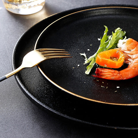 Black Ceramic Dinner Plate - Japanese Style