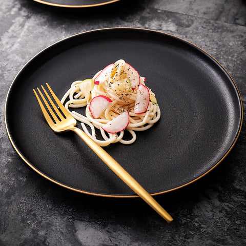 Black Ceramic Dinner Plate - Japanese Style