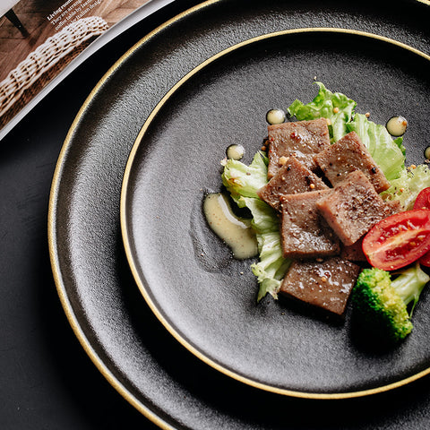 Black Ceramic Dinner Plate - Japanese Style
