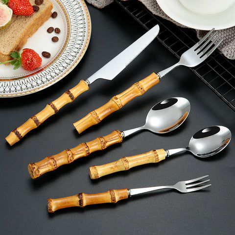 Takumi Bamboo Handle Cutlery Set - High Quality & Non Toxic Stainless Steel