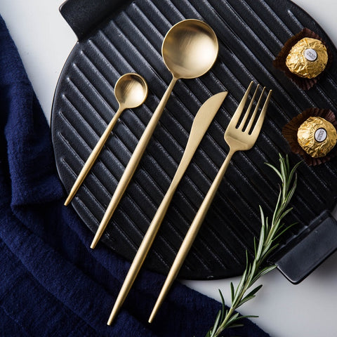 Matte Gold Silverware Set - 18/10 Stainless Steel Flatware
