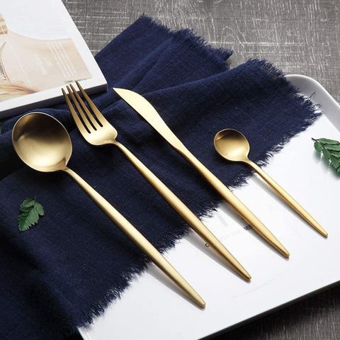 Matte Gold Silverware Set - 18/10 Stainless Steel Flatware