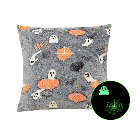 Glowing Spooky Flannel Throw Pillow