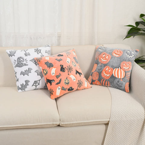 Glowing Spooky Flannel Throw Pillow