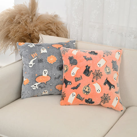 Glowing Spooky Flannel Throw Pillow