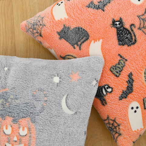 Glowing Spooky Flannel Throw Pillow