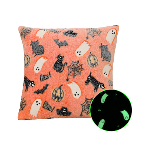 Glowing Spooky Flannel Throw Pillow