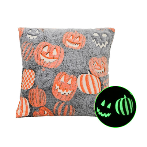 Glowing Spooky Flannel Throw Pillow