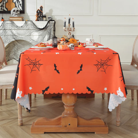 Halloween Haunted Castle Red Tablecloth
