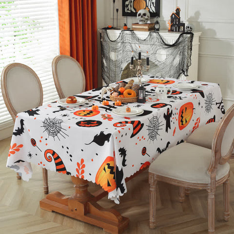 Halloween Spooky Tablecloth - Pumpkins, Ghosts & Witch Hats