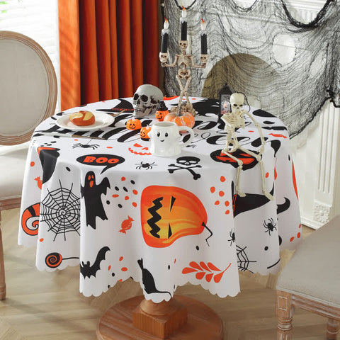 Halloween Spooky Tablecloth - Pumpkins, Ghosts & Witch Hats