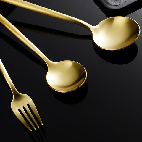 Matte Gold Silverware Set - 18/10 Stainless Steel Flatware