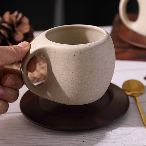 Ceramic Coffee Mug with Saucer & Spoon - Espresso Cup Set