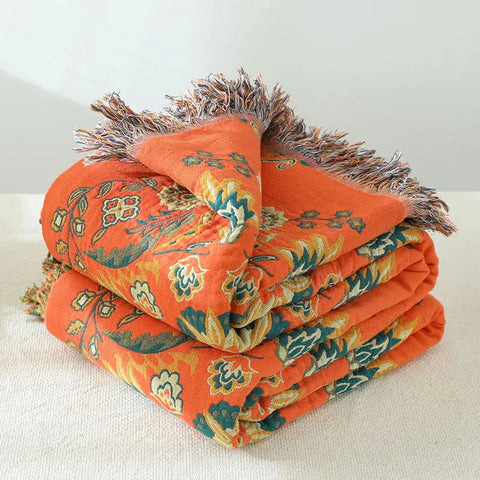 Terracotta Bloom Throw Blanket