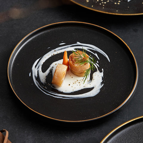 Black Ceramic Dinner Plate - Japanese Style