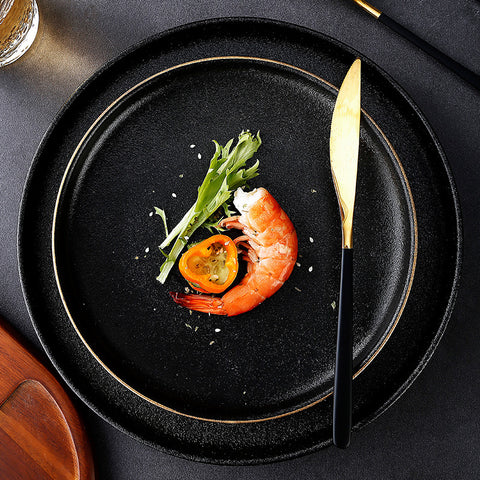 Black Ceramic Dinner Plate - Japanese Style