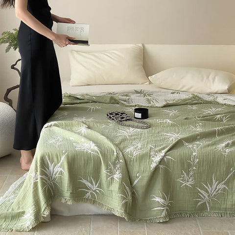 Jacquard Bamboo Reversible Cotton Gauze Quilt 0
