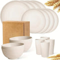 Lightweight unbreakable dinnerware set in wheat straw material, modern design