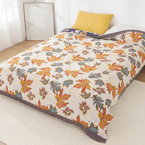 Maple Leaf Cotton Gauze Lightweight Blanket