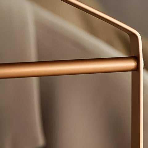 Golden finish clothes organizer on wardrobe rail 