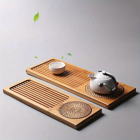 Minimalist bamboo tray with Gongfu tea tools
