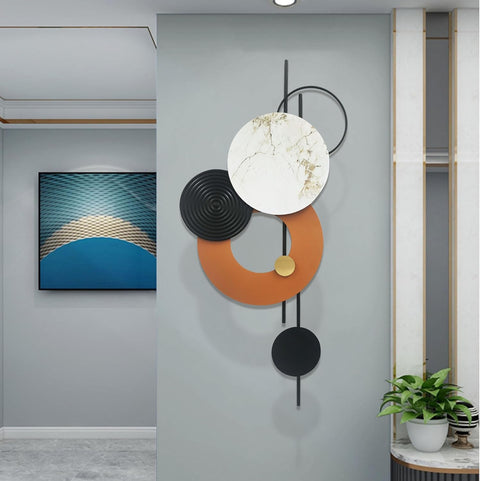 Modern wall art with geometric design in a room setting