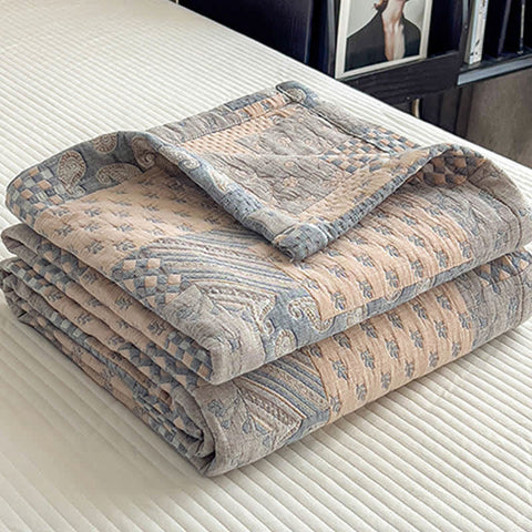 Paisley Geometric Patchwork Cotton Muslin Quilt 4