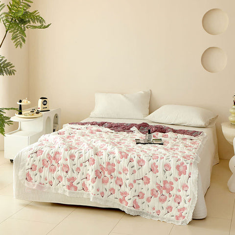 Peach Blossom Bamboo Fiber Soft Quilt 0