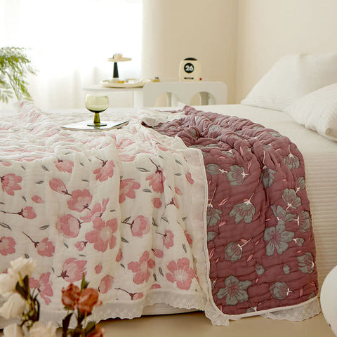 Peach Blossom Bamboo Fiber Soft Quilt 1