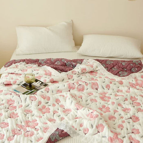 Peach Blossom Bamboo Fiber Soft Quilt 5