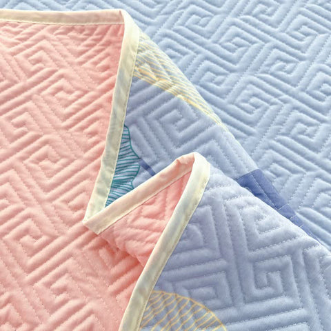 Blue Ginkgo Leaf Cotton Quilt Set