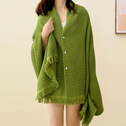 Pure Cotton Waffle Shawl Bath Towel 0