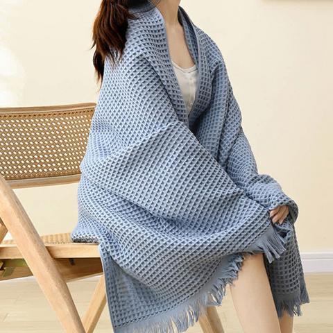 Pure Cotton Waffle Shawl Bath Towel 4