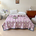 Purple Floral Print Cotton Gauze Quilt 0