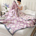 Purple Floral Print Cotton Gauze Quilt 1