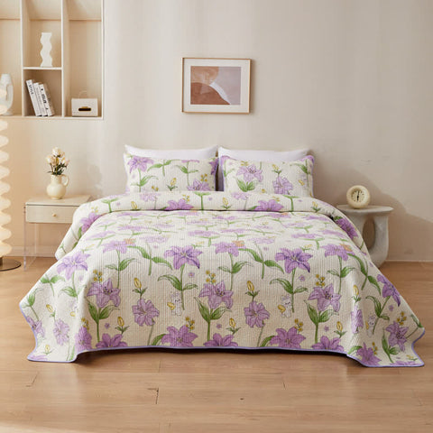 Quilted Pure Cotton Rural Lily Bedding 0