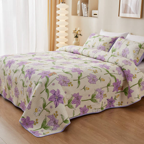Quilted Pure Cotton Rural Lily Bedding 1