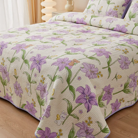 Quilted Pure Cotton Rural Lily Bedding 2