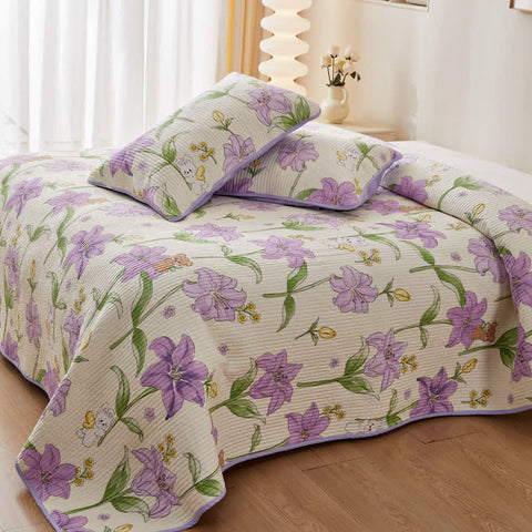 Quilted Pure Cotton Rural Lily Bedding 3