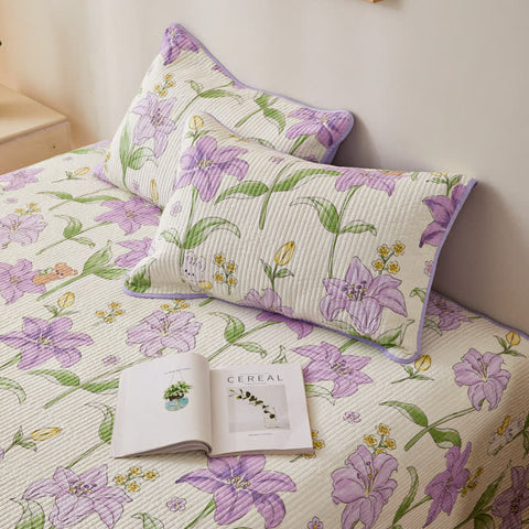 Quilted Pure Cotton Rural Lily Bedding 4