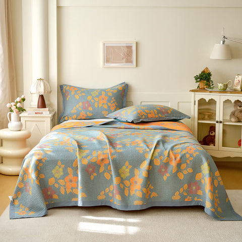 Refresh Floral Leaf Cotton Gauze Quilt 2