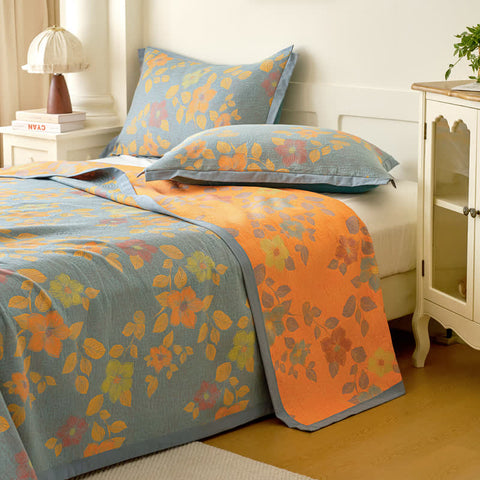 Refresh Floral Leaf Cotton Gauze Quilt 8