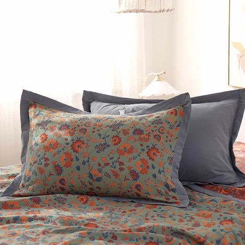Retro Flower Pure Cotton Reversible Quilt 4