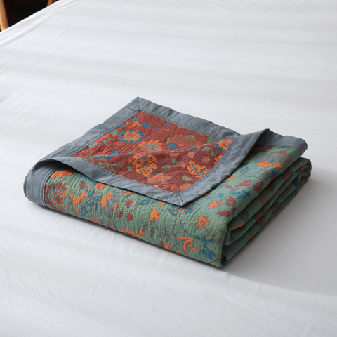 Retro Flower Pure Cotton Reversible Quilt 5